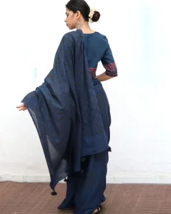 Msafiri Blockprinted Cotton Saree - NOMAD