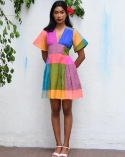Multicolor Mirage Handwoven Cotton Dress - Rc