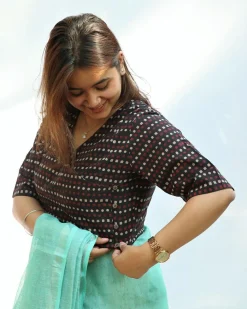 Mylah Hand Block-Printed Cotton Blouse