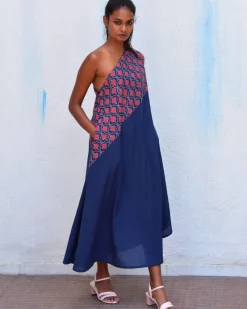 Mystic Sea Handblockprinted Cotton Dress-Sor