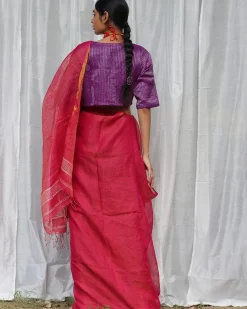 Nalini Handwoven Linen Saree - Bageecha