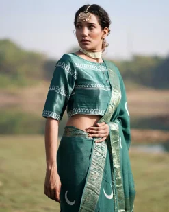 Nitya Blockprinted Mashru Silk Blouse - RB