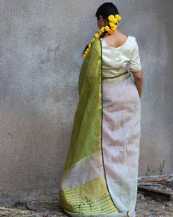 Noor Handwoven Linen Zari Saree - Gazala