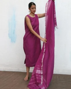 Nora Handwoven Linen Dupatta - Breathe