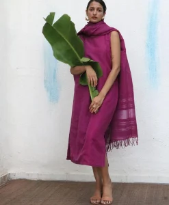 Nora Handwoven Linen Dupatta - Breathe