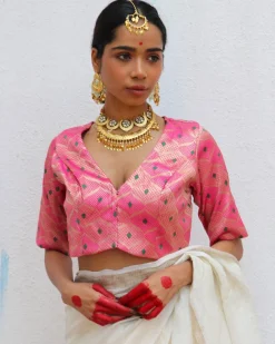 Nuria Pink Brocade Blouse