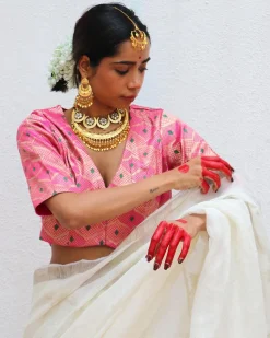Nuria Pink Brocade Blouse
