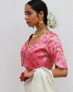 Nuria Pink Brocade Blouse