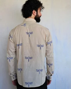 Off-White Dragonflly Blockprinted Men'S Shirt