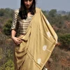 Olive Blockprinted Modal Silk Saree