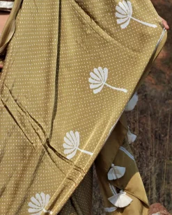 Olive Blockprinted Modal Silk Saree