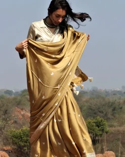 Olive Moon Blockprinted Modal Silk Saree