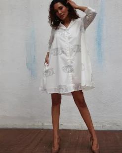 Once Handblock Printed Cotton Dress - Mono