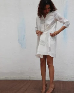 Once Handblock Printed Cotton Dress - Mono