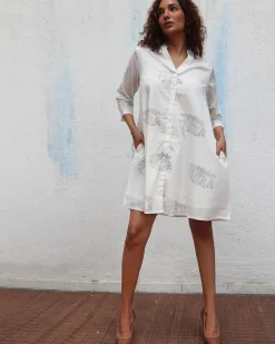 Once Handblock Printed Cotton Dress - Mono