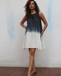 Oreo Truffle Block Printed Cotton Dress - Mono