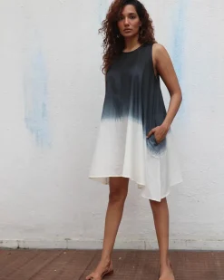 Oreo Truffle Block Printed Cotton Dress - Mono
