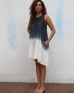 Oreo Truffle Block Printed Cotton Dress - Mono