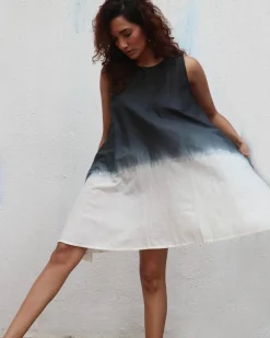 Oreo Truffle Block Printed Cotton Dress - Mono