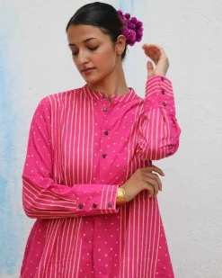 Pankhuri Blockprinted Cotton Kurta Set - Flower Girl