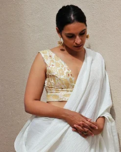 Pearl White Brocade Blouse - TOG