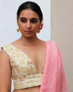 Pearl White Brocade Blouse - TOG