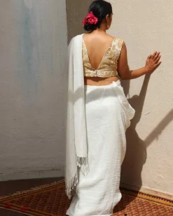 Pearl White Brocade Blouse - TOG