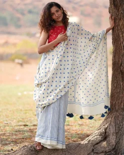 Phir Le Aya Dil Handblock Printed Cotton Saree