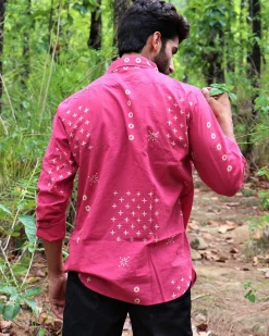 Pink Block Printed Cotton Shirt