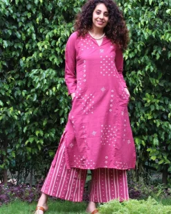Pink Blockprinted Cotton Kurta Set Of 2