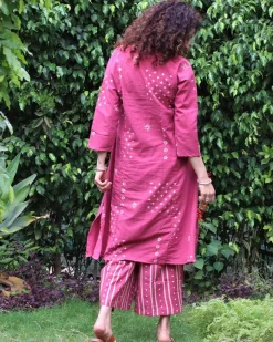 Pink Blockprinted Cotton Kurta Set Of 2