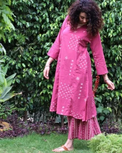Pink Blockprinted Cotton Kurta Set Of 2