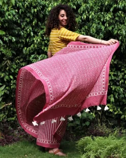 Pink Charm Hand Blockprinted Cotton Saree