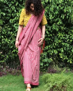 Pink Charm Hand Blockprinted Cotton Saree