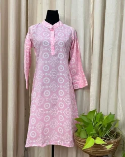 Pink Handblock printed kurta - Love Despite