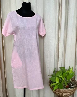 Pink Handwoven Linen Dress - Love Despite