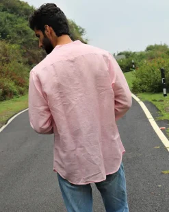 Pink Linen Mens Shirt - Love Despite