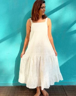 Poornima Cotton Dress - Safed