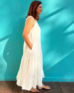 Poornima Cotton Dress - Safed