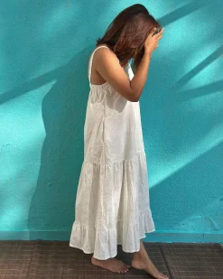 Poornima Cotton Dress - Safed