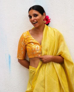 Poppy Yellow Brocade Blouse - TOG