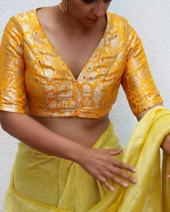Poppy Yellow Brocade Blouse - TOG