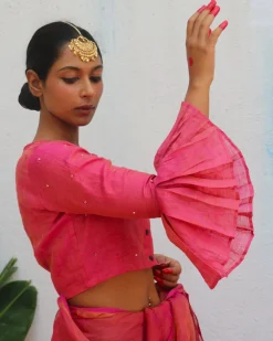 Prabhati Handwoven Linen Zari Blouse - Eknoor