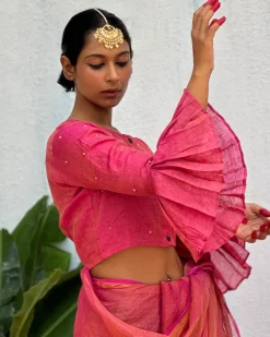 Prabhati Handwoven Linen Zari Blouse - Eknoor