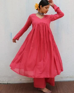 Preet Rose Mulmul Cotton Kurta Set with Dupatta Set of 3 - Jugnoo