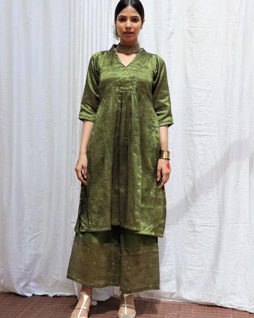 Prithvi Handwoven Cotton Zari Kurta Set - Zari