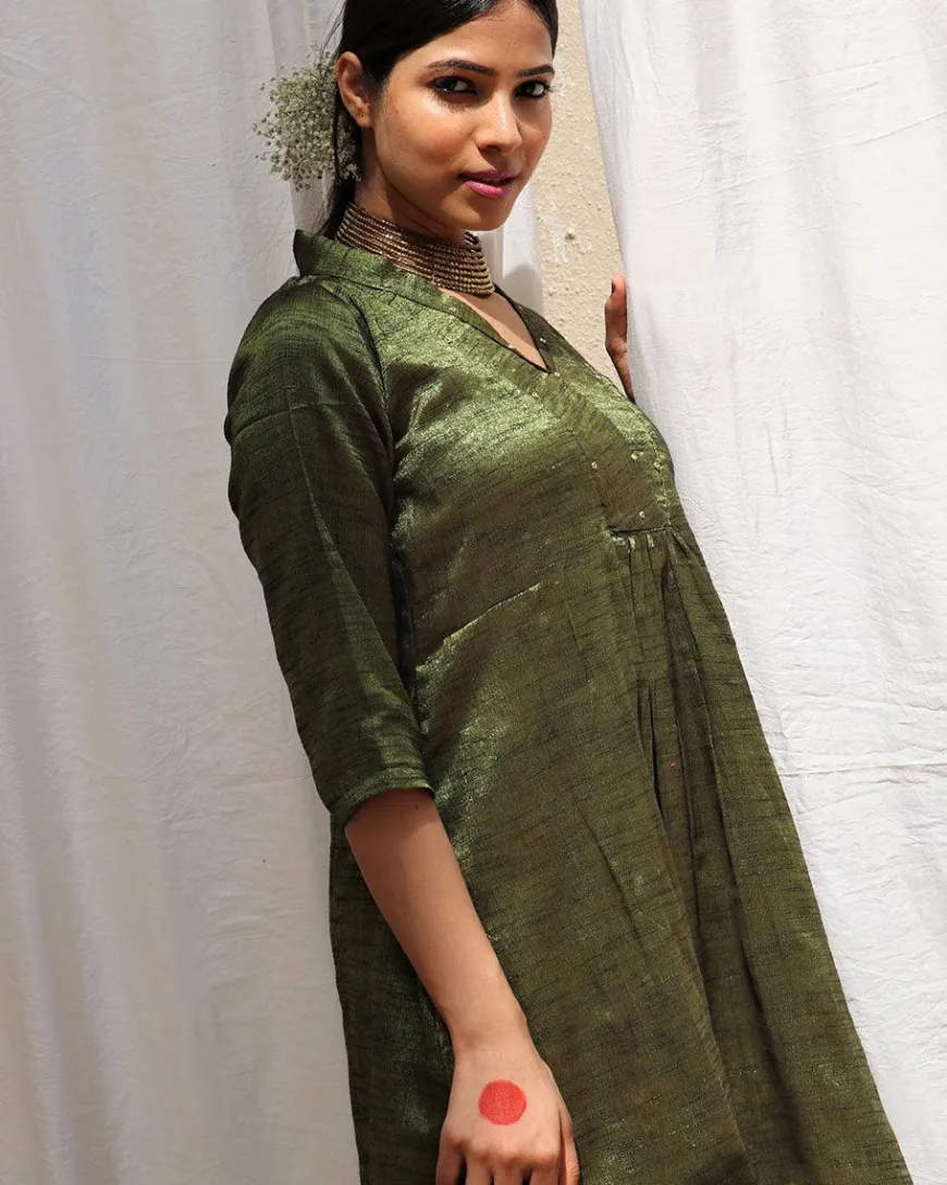 Prithvi Handwoven Cotton Zari Kurta Set - Zari