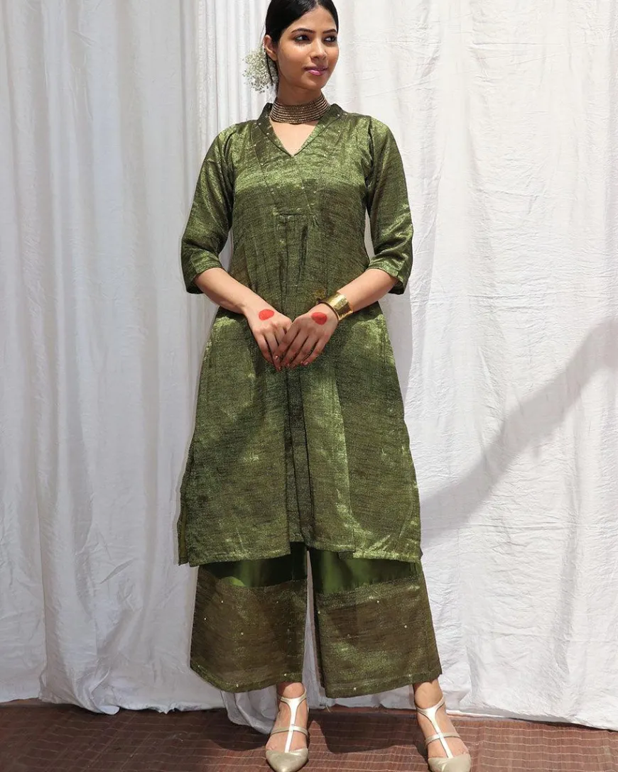 Prithvi Handwoven Cotton Zari Kurta Set - Zari