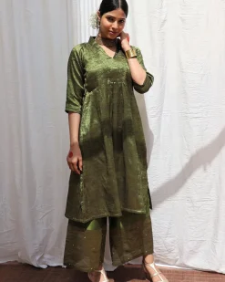 Prithvi Handwoven Cotton Zari Kurta Set - Zari