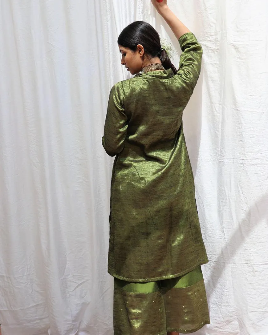 Prithvi Handwoven Cotton Zari Kurta Set - Zari
